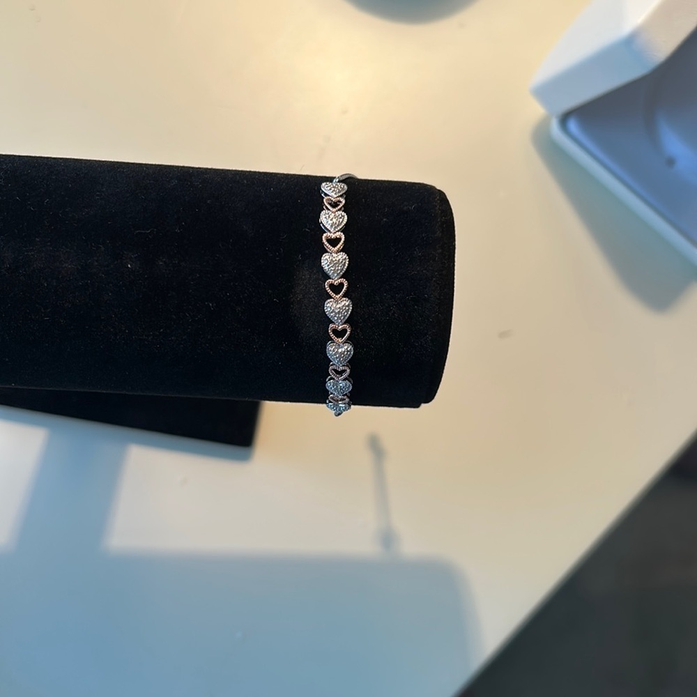 Rose Gold and Diamond heart BOHO bracelet